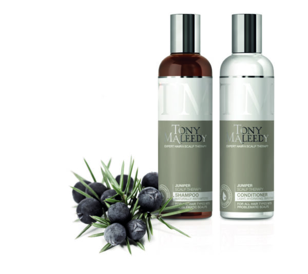 Web Image: The Juniper Scalp Therapy Shampoo & Conditioner Bottles with Juniper Plant & Berries
